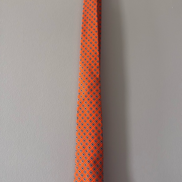 Jeremy Argyle NYC Tie orange & purple w/ quad. design silk & cotton blend - Picture 2 of 6